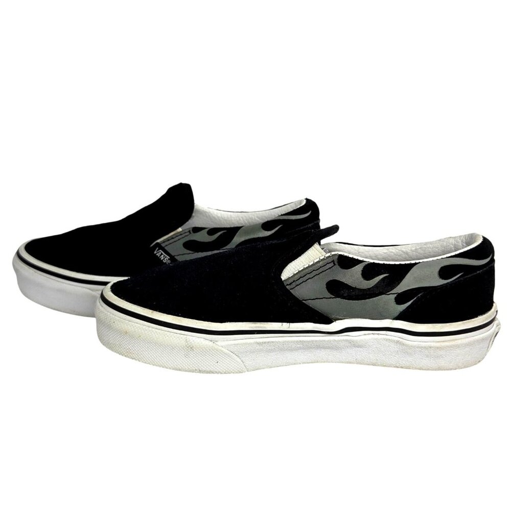 Vans Suede Flame Classic Slip-on Black Grey Skate Street Sneakers Kid's 12.5 - Picture 3 of 8